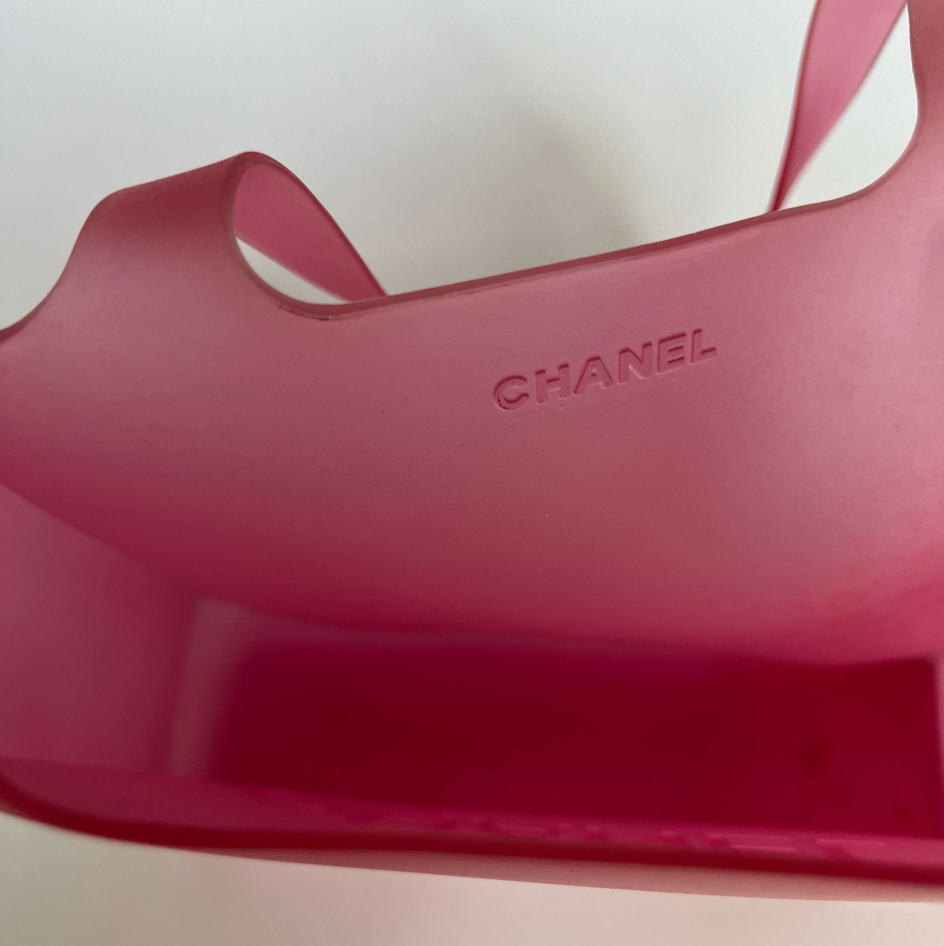 2010 Chanel Jelly Tote Bag with De Bossed Logo in Pink 