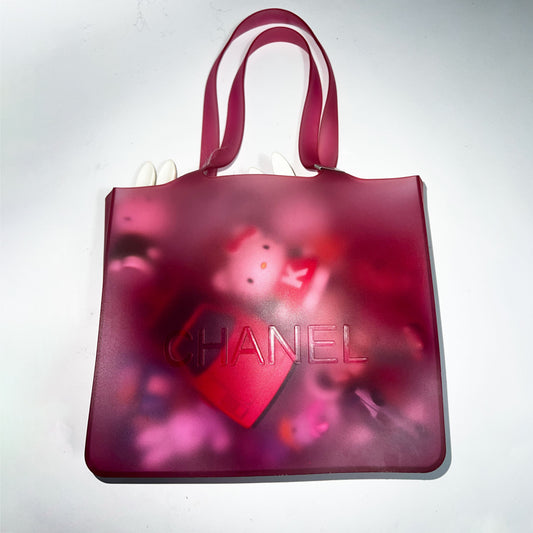 2010 Chanel Jelly Tote Bag with De Bossed Logo in Pink 
