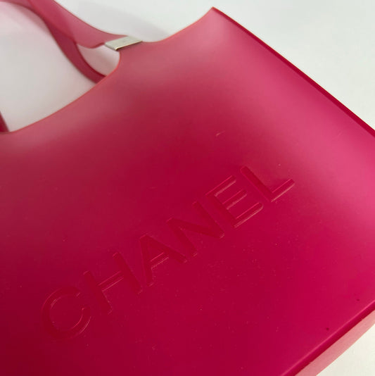 2010 Chanel Jelly Tote Bag with De Bossed Logo in Pink 