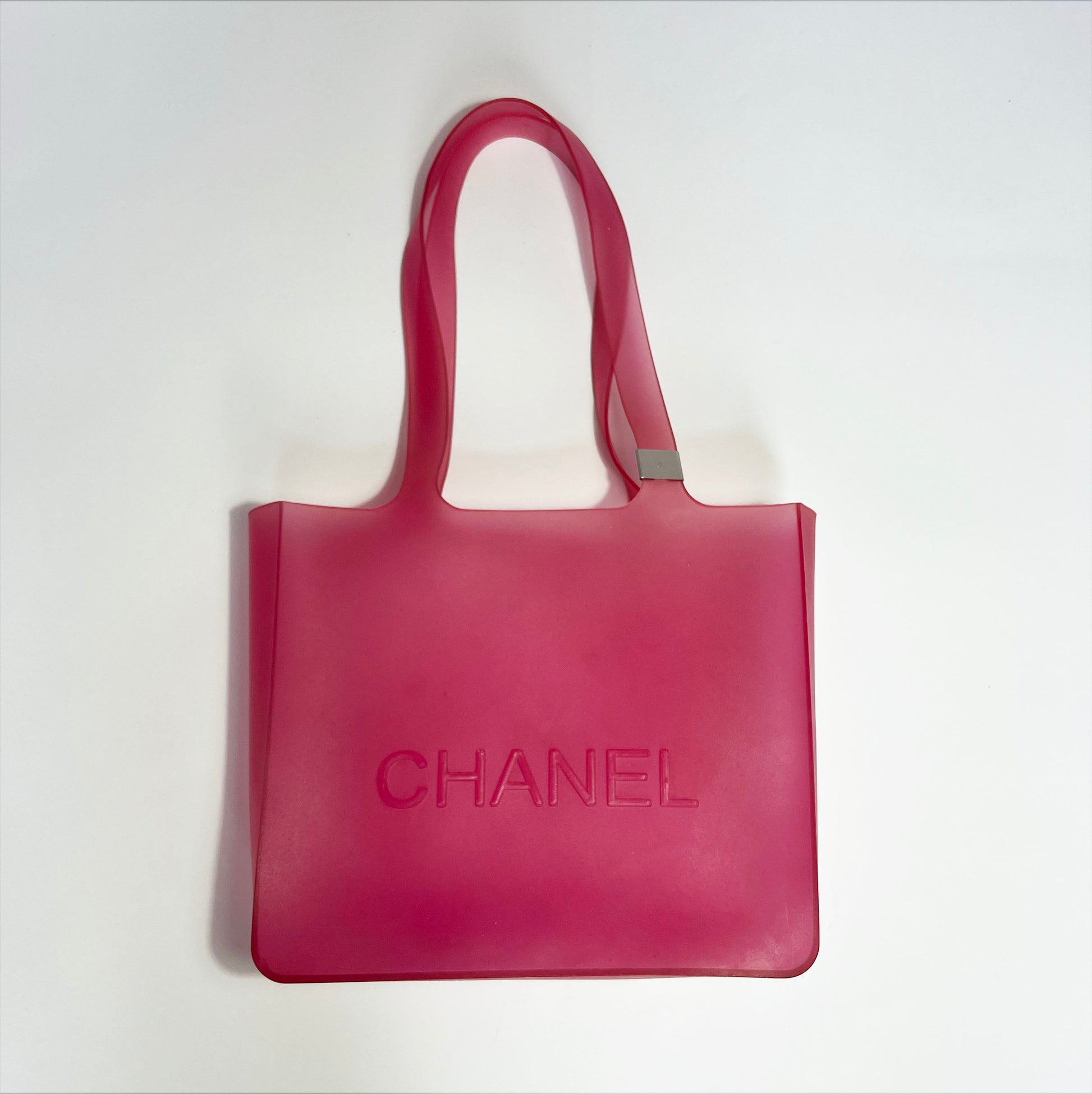 2010 Chanel Jelly Tote Bag with De Bossed Logo in Pink 