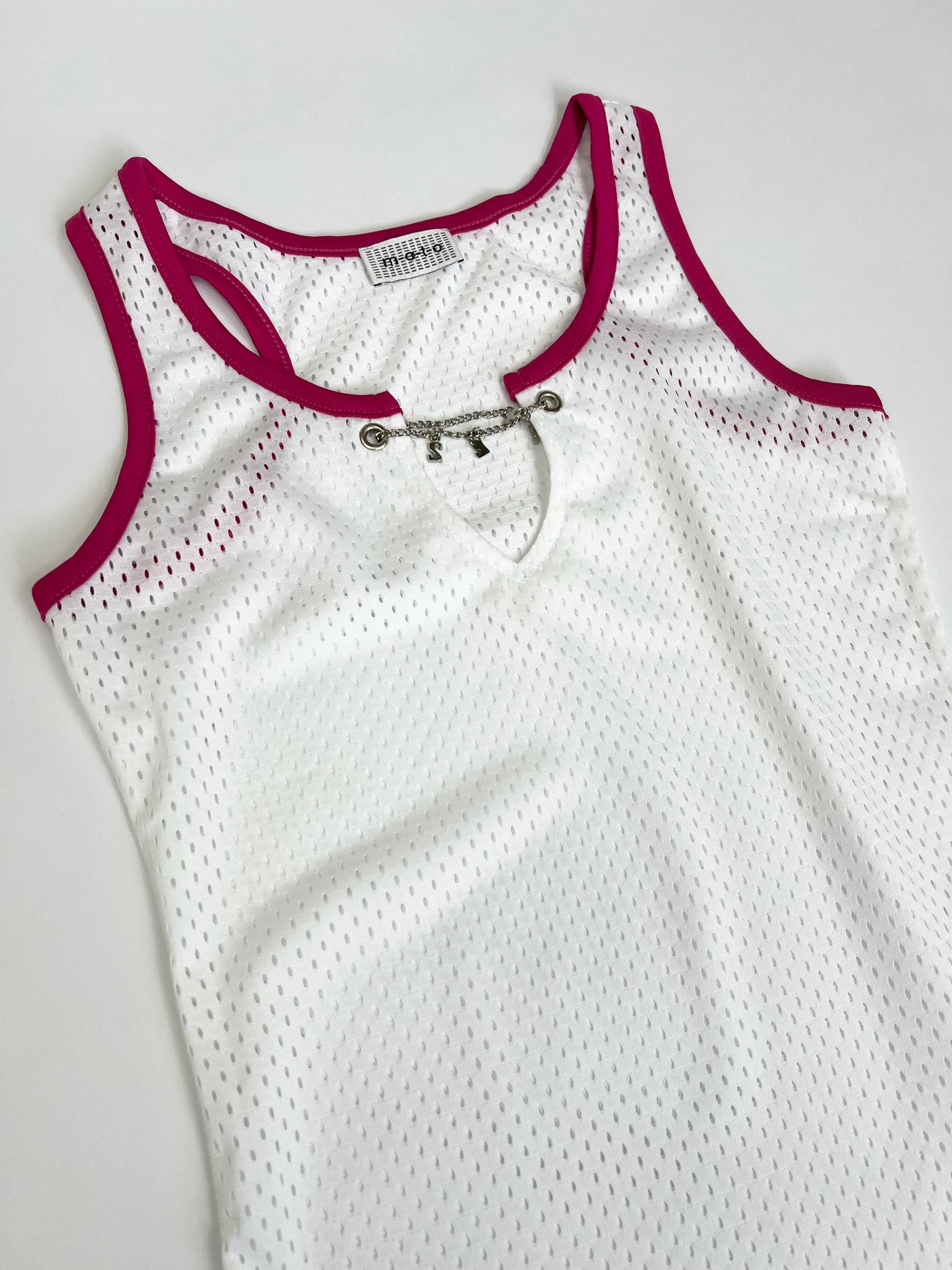 00's Topshop Mesh Top with 'Sex' Spell Out Charm Detail - S