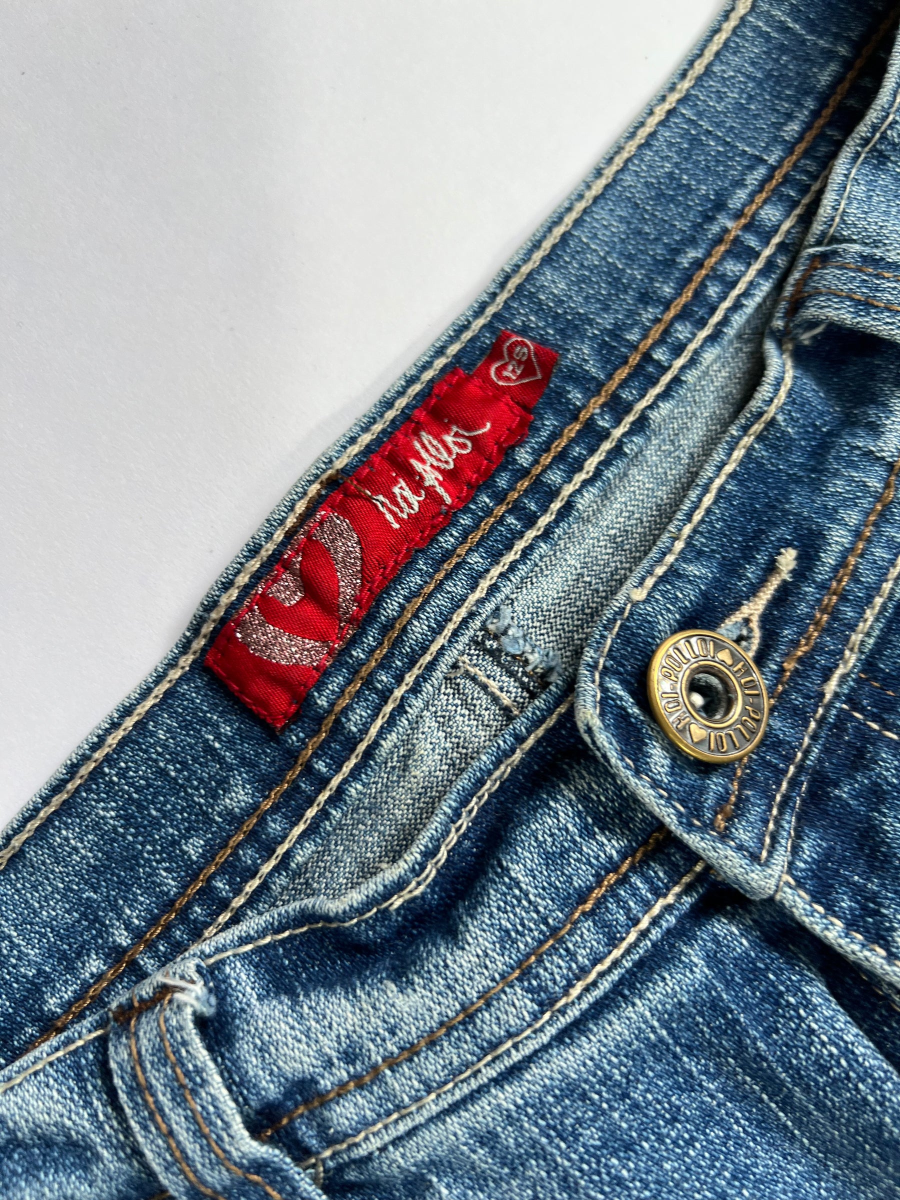 00's Hoi Polloi Low Rise Boot Cut Jeans in Mid Wash Blue Denim - W32