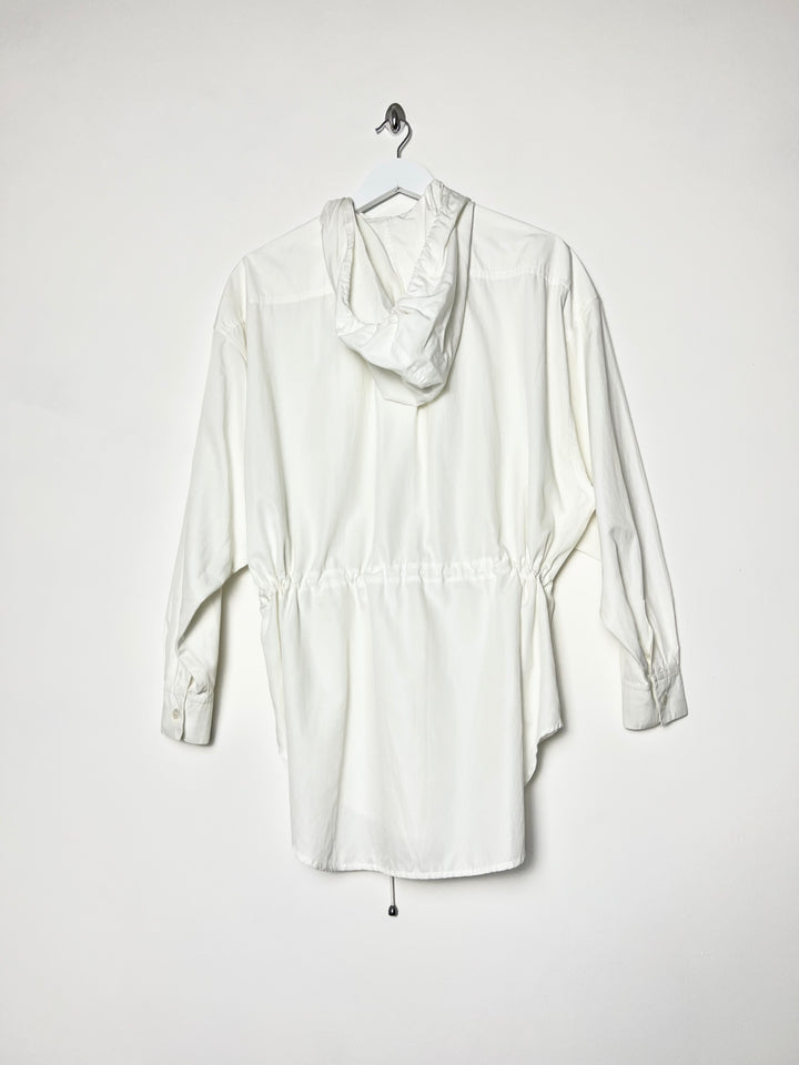 Vintage Sportmax Hooded Shirt with Drawstring Waist in White - M