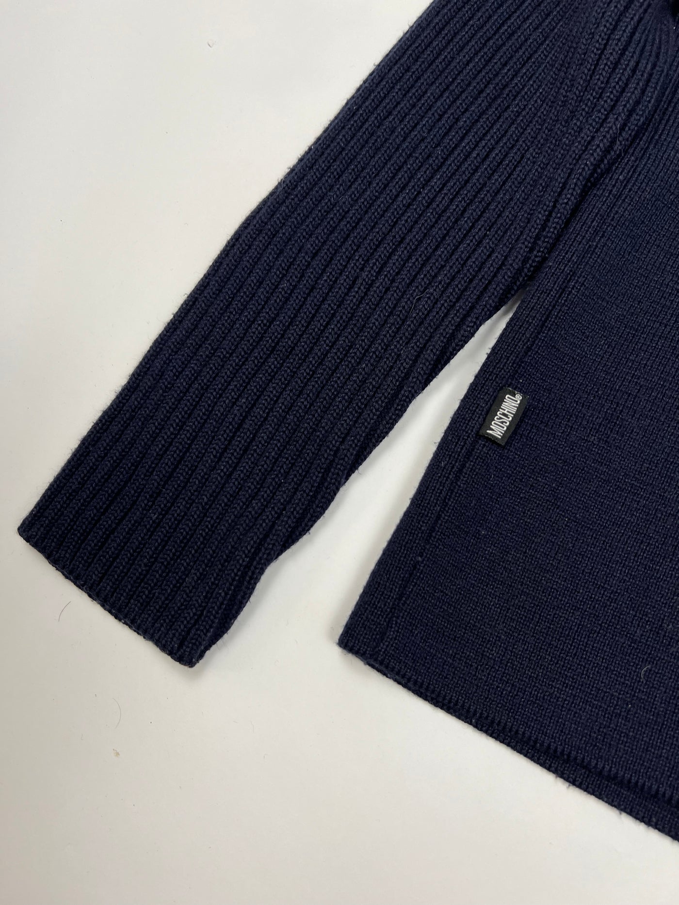 00's Moschino Jeans Knit with Denim Peace Sign Applique - M