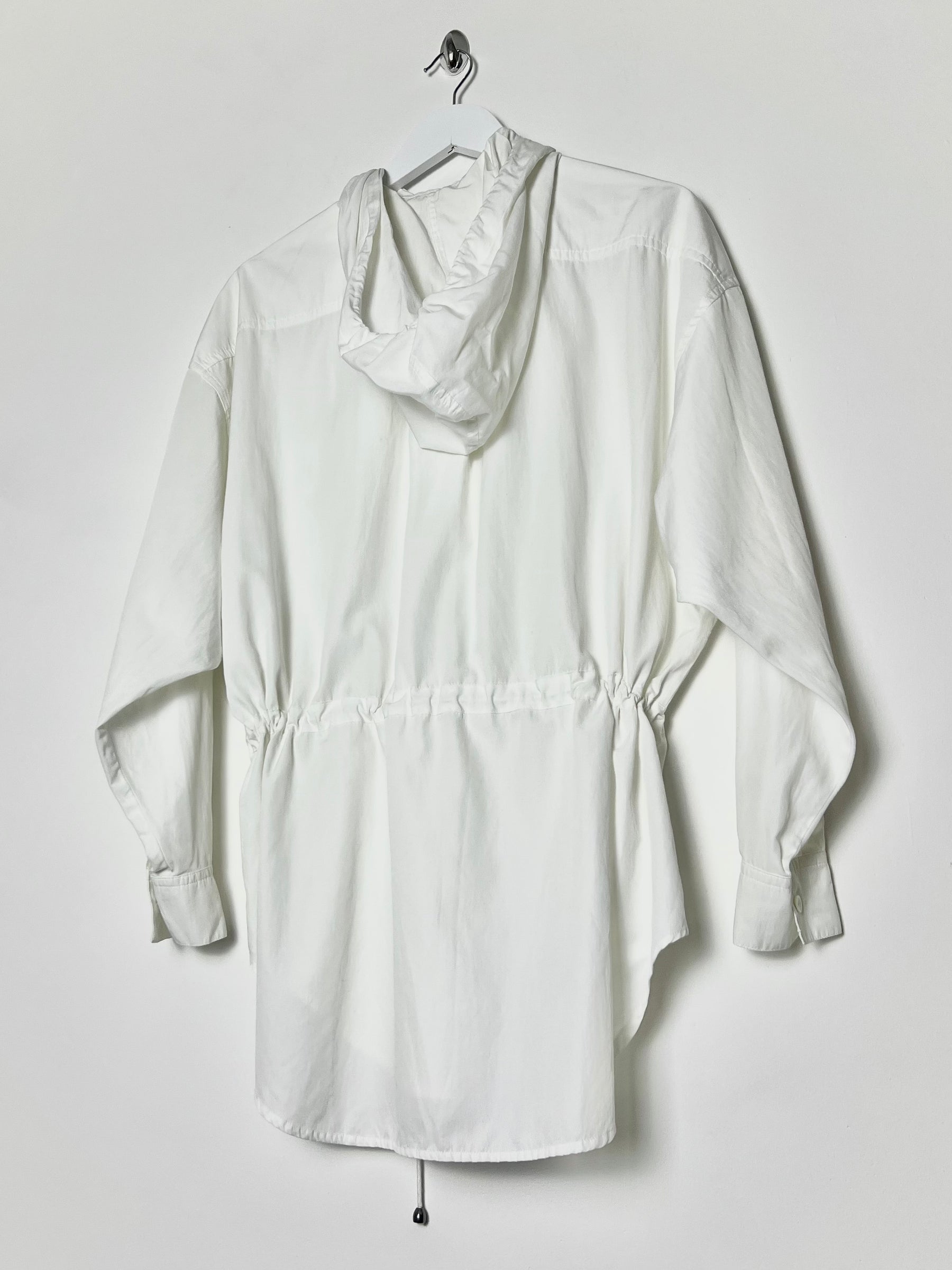 Vintage Sportmax Hooded Shirt with Drawstring Waist in White - M