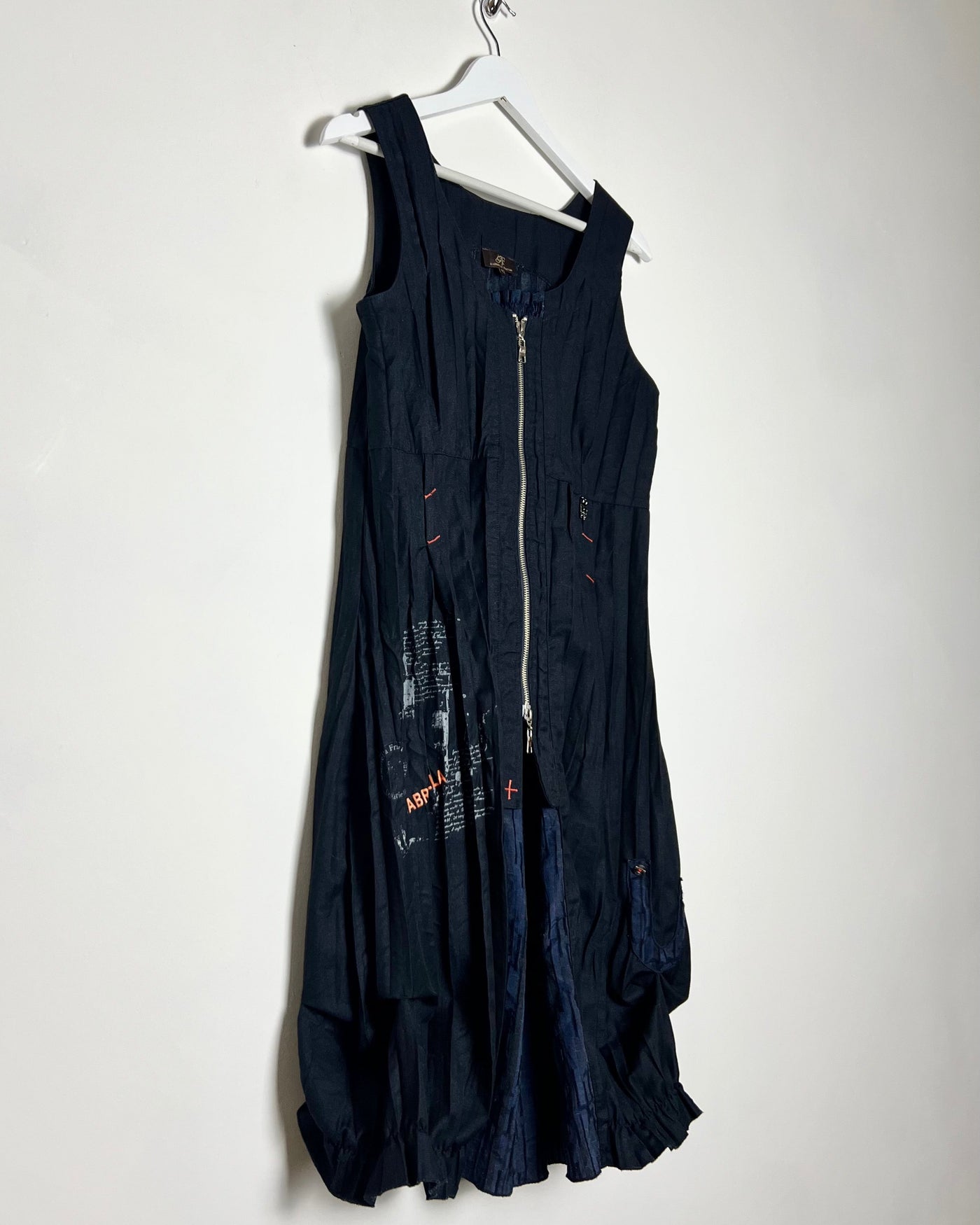 00's Gabriella Fratella Pleated Midi Tank Dress with Bubble Hem - L