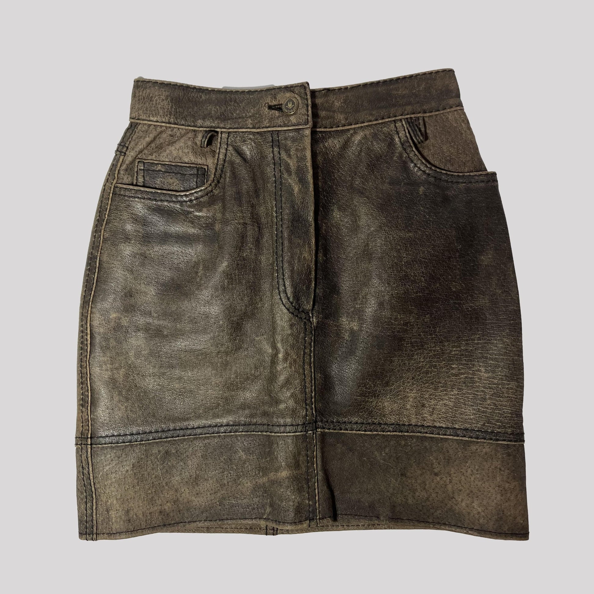 80's Moschino Leather Pencil Skirt in Brown - XS 