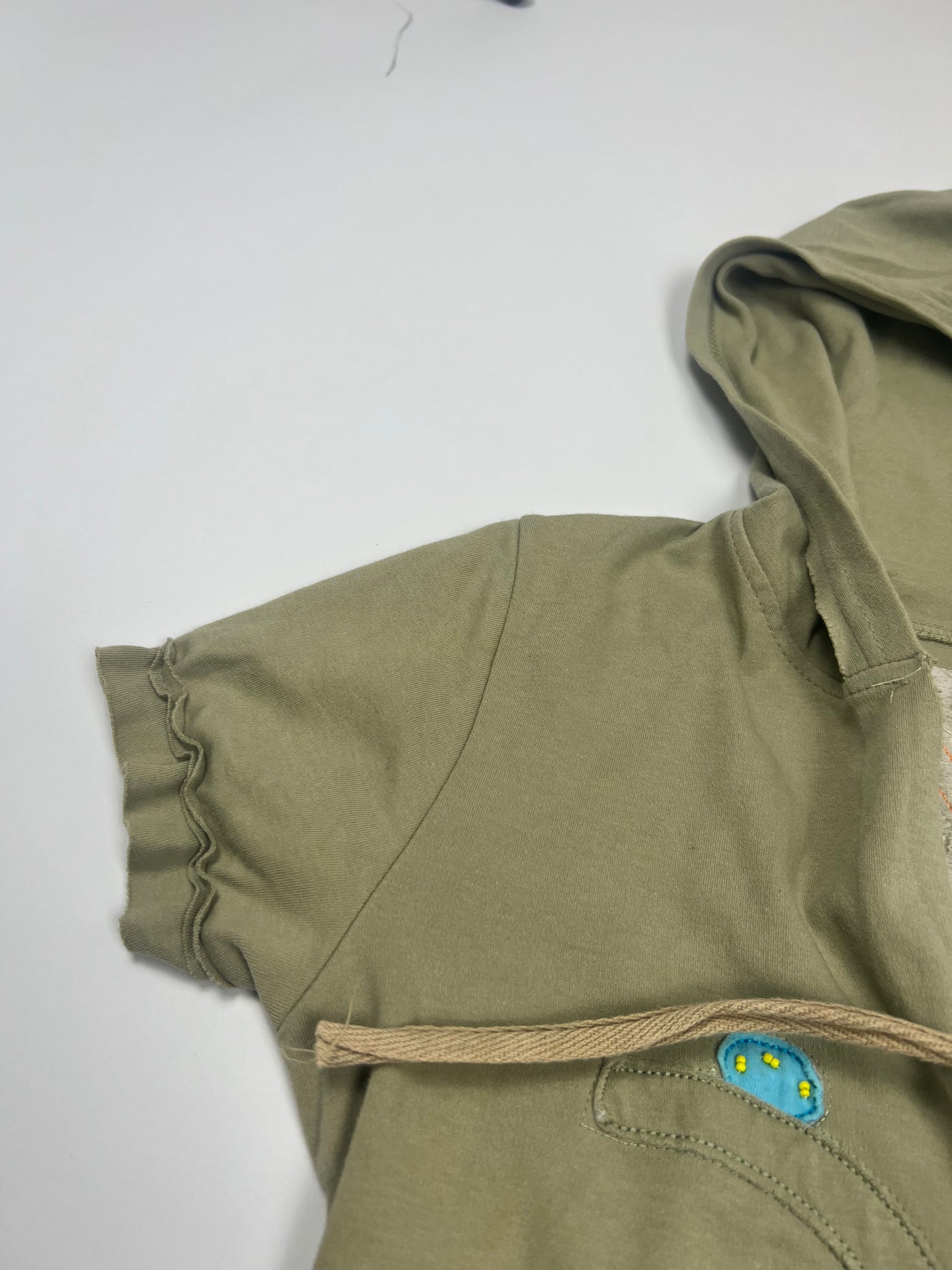 00's Diesel Tie Wrap Top with Beaded Detailing & Hood in Khaki - L