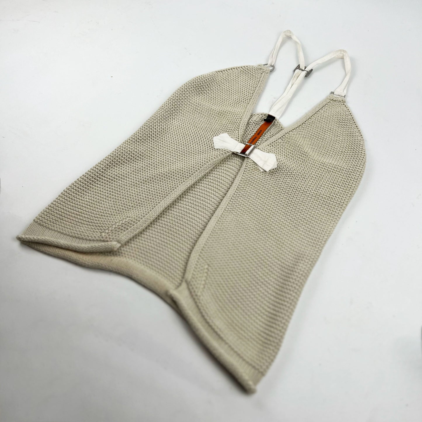 90's Cop Copine Knitted Open Cami Top with Buckle Detail in Biege - M 