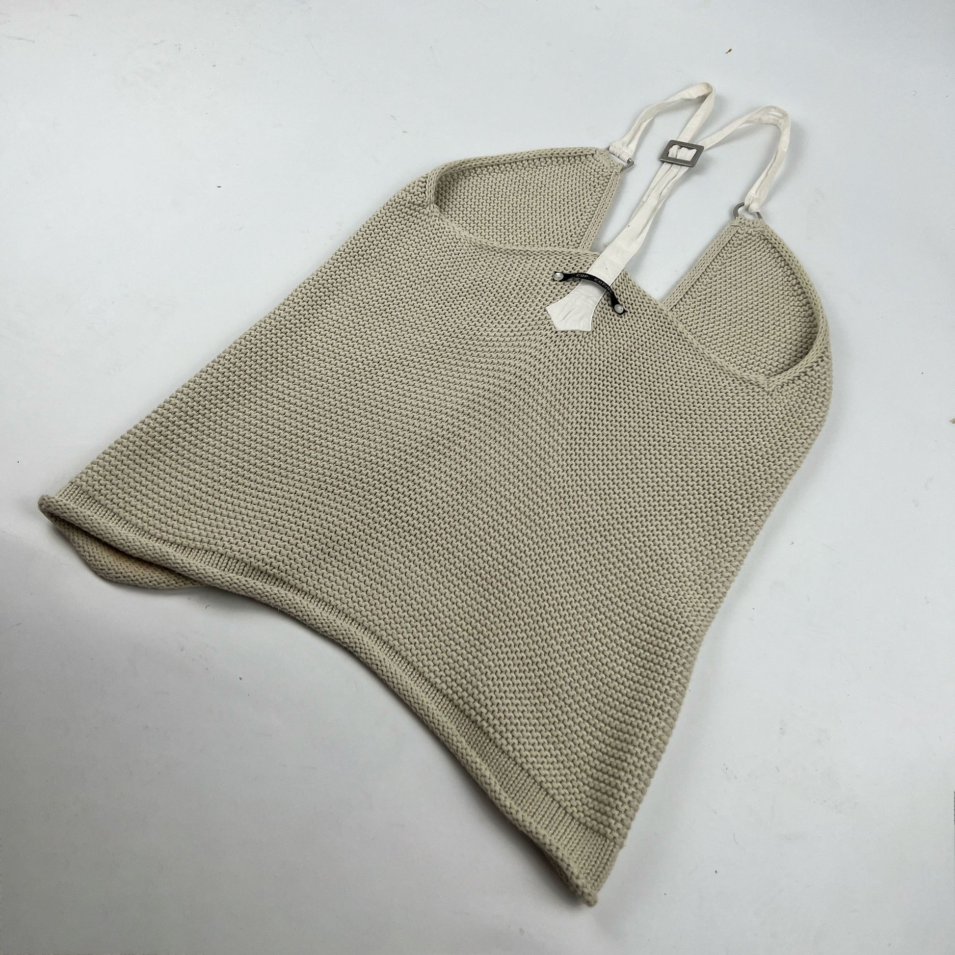 90's Cop Copine Knitted Open Cami Top with Buckle Detail in Biege - M 