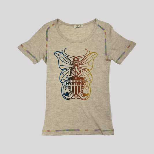 90's Hysteric Glamour Rainbow Fairy Tshirt in Oat - M 