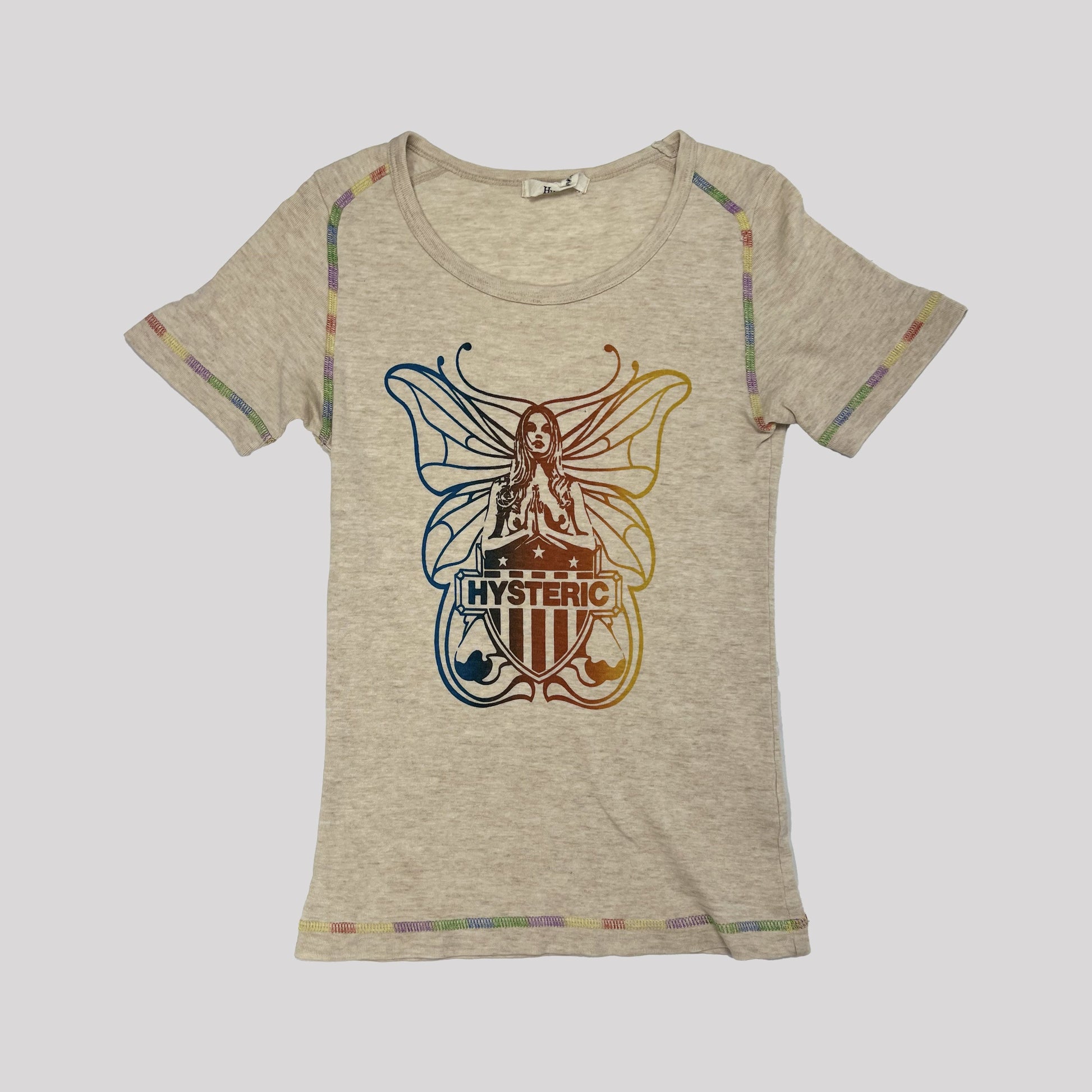 90's Hysteric Glamour Rainbow Fairy Tshirt in Oat - M 