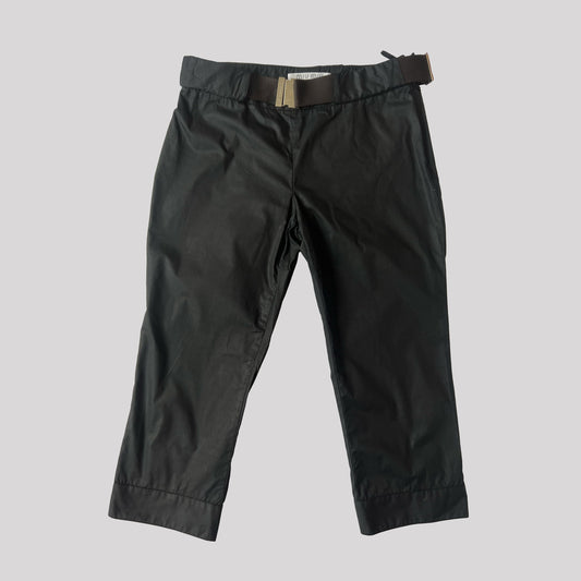 90's Miu Miu Cropped Trousers with Clip Belt in Black - S 