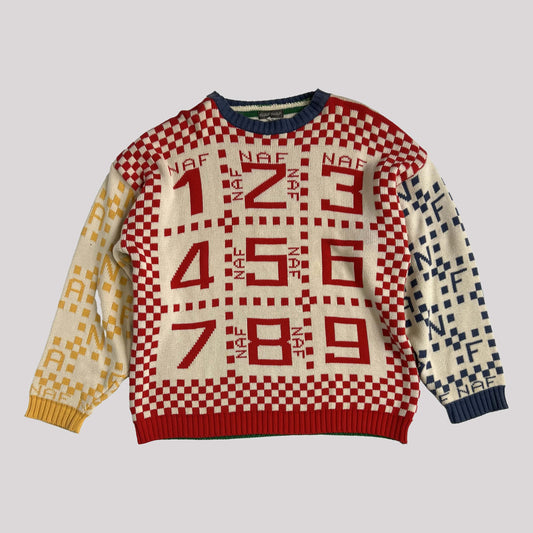 90's Naf Naf Numbers Knit in Multicolour - S 