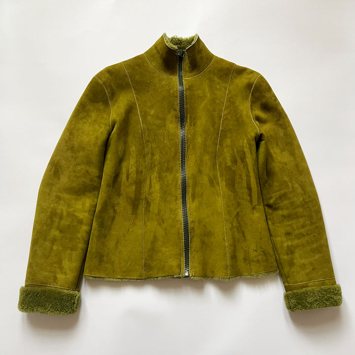 90's Miu Miu Sheepskin Jacket in Green - S/M