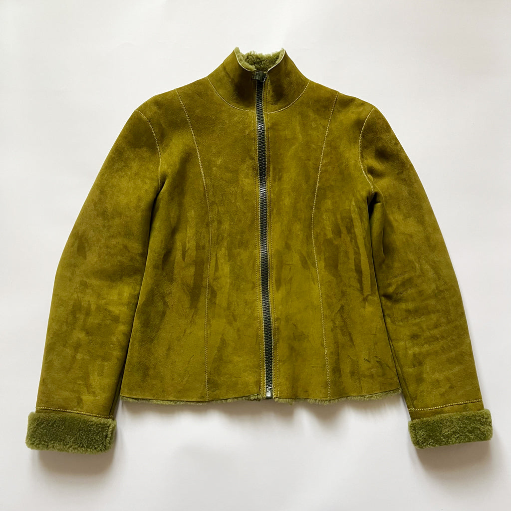 90's Miu Miu Sheepskin Jacket in Green - S/M