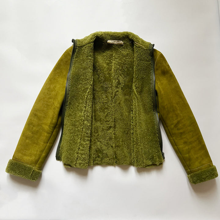 90's Miu Miu Sheepskin Jacket in Green - S/M