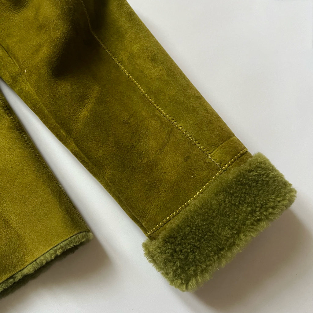 90's Miu Miu Sheepskin Jacket in Green - S/M