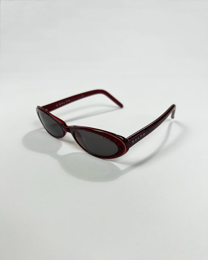 90's Ralph Lauren Slim Oval Sunglasses in Red Plaid