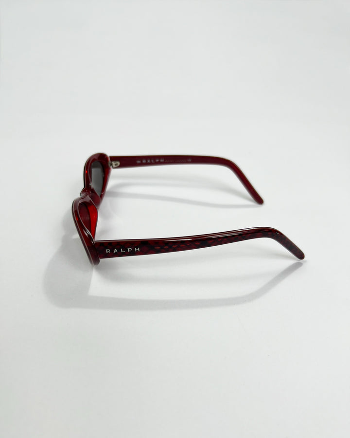 90's Ralph Lauren Slim Oval Sunglasses in Red Plaid