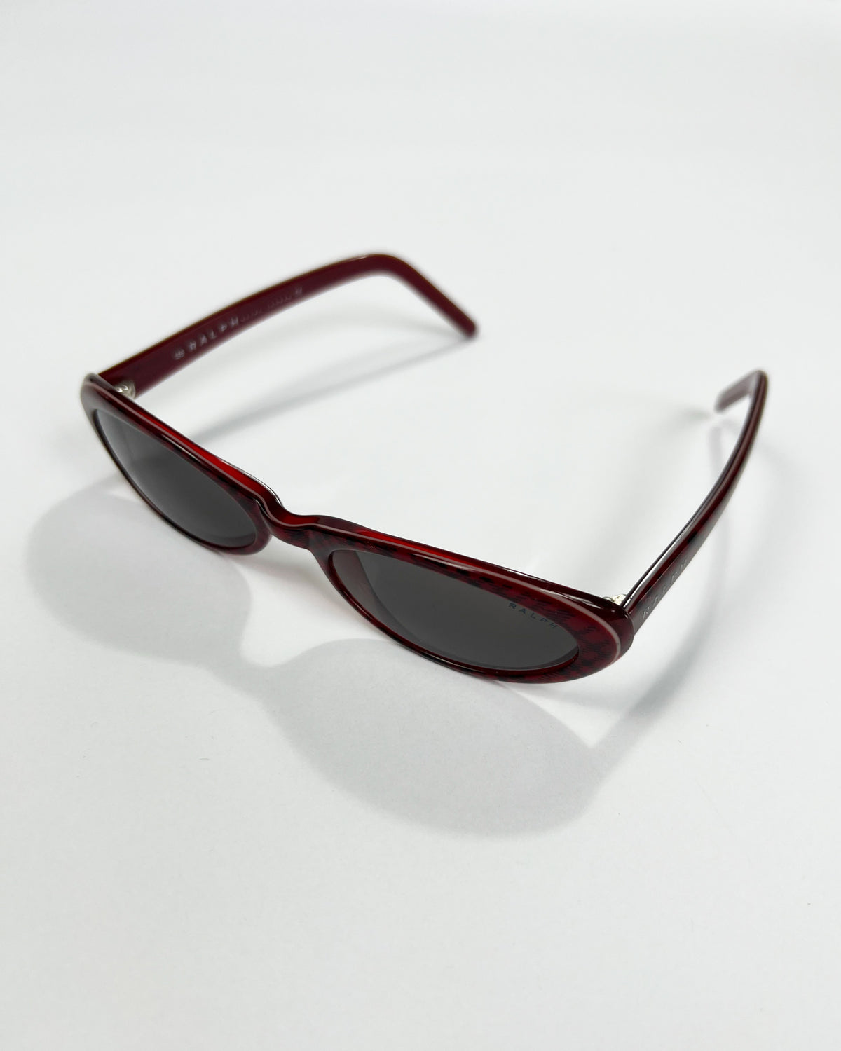 90's Ralph Lauren Slim Oval Sunglasses in Red Plaid