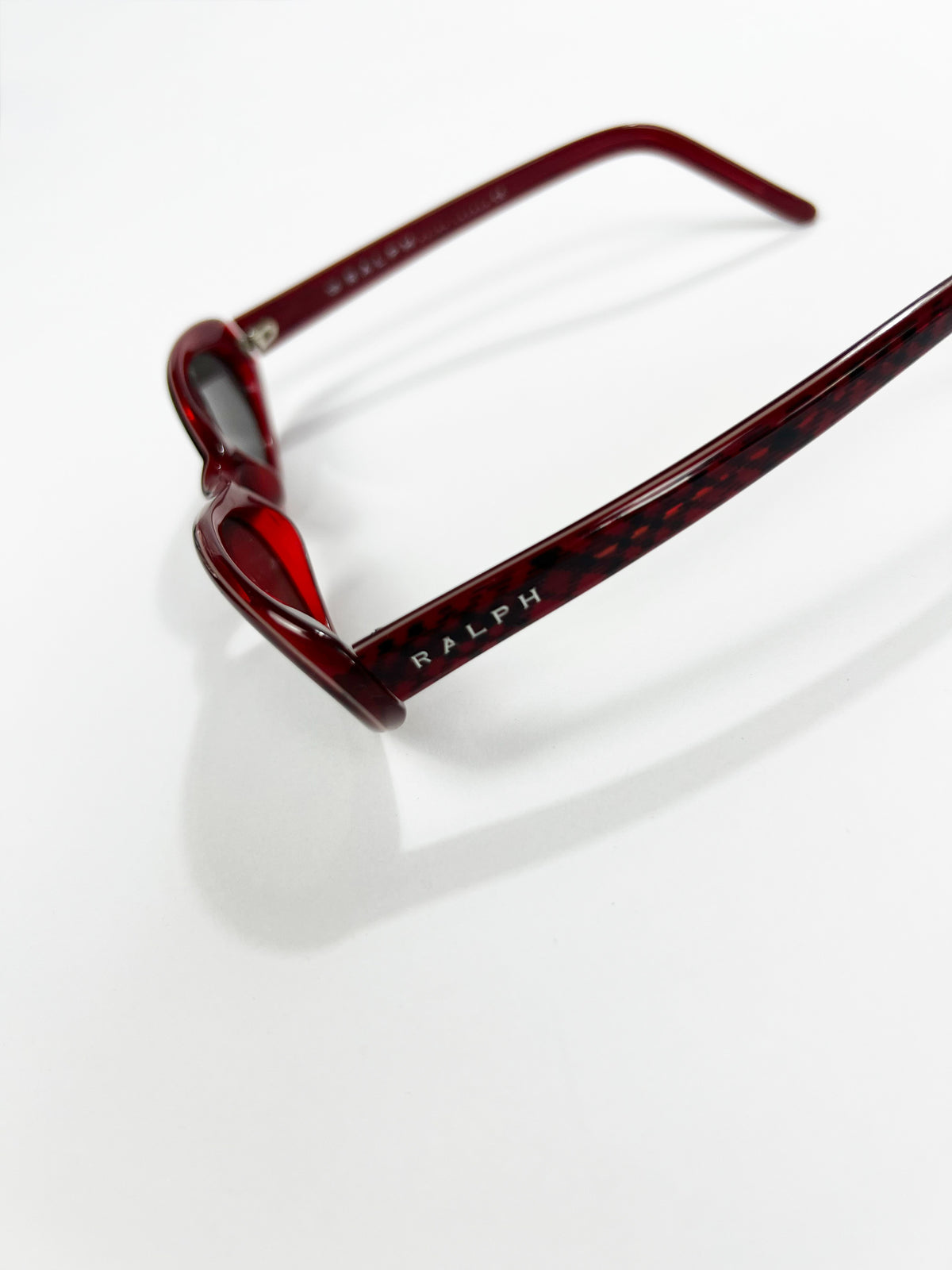 90's Ralph Lauren Slim Oval Sunglasses in Red Plaid