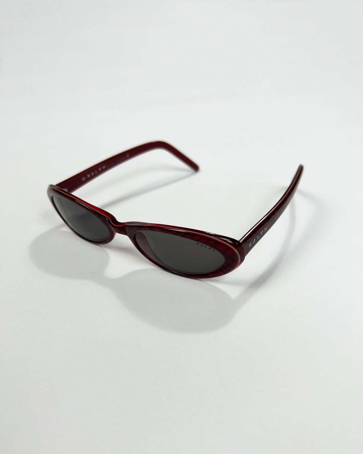 90's Ralph Lauren Slim Oval Sunglasses in Red Plaid