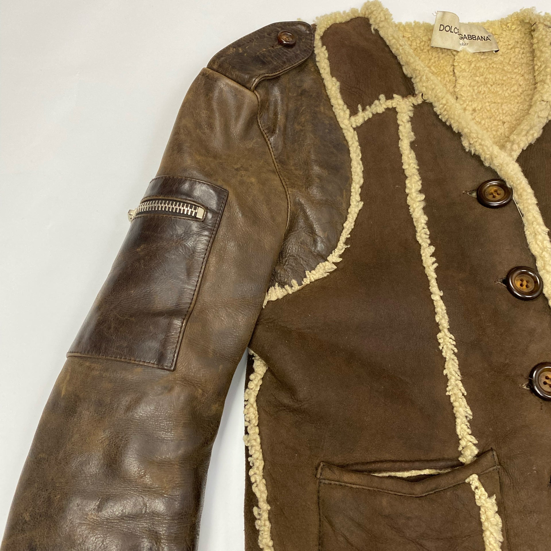 90's Dolce Gabbana Shearling Avaitor Jacket - M/L | Vintage Dolce