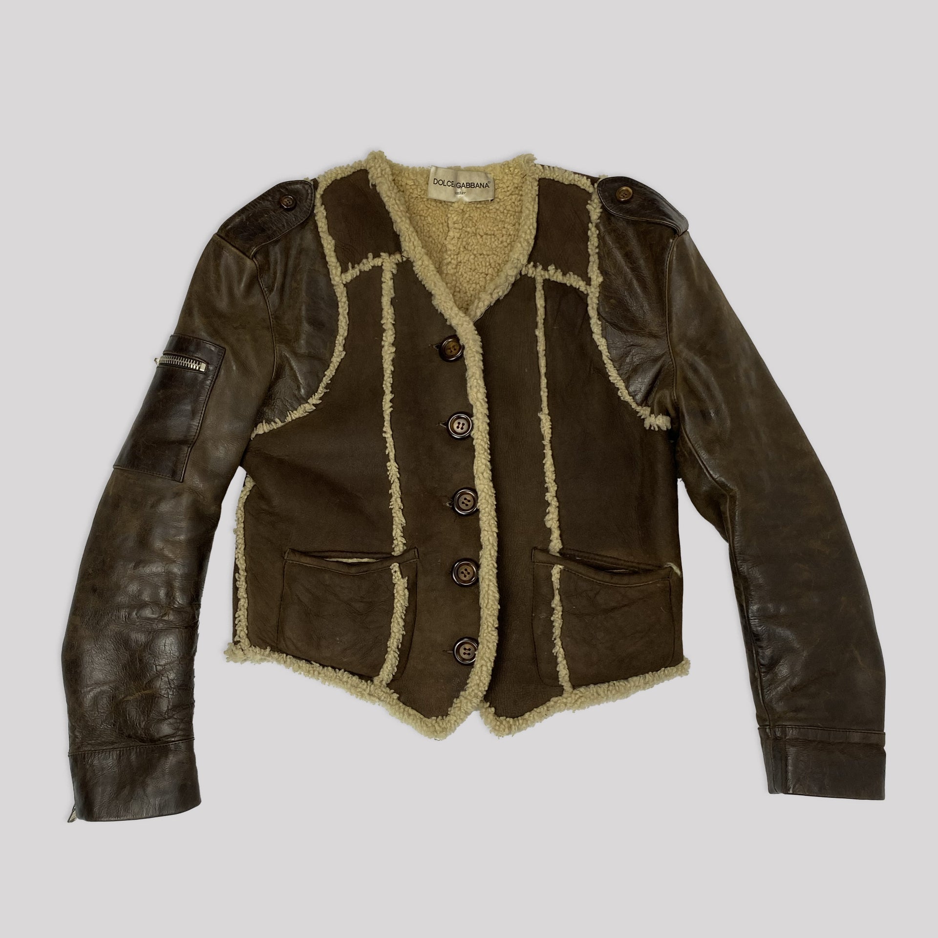 90's Dolce Gabbana Shearling Avaitor Jacket - M/L | Vintage Dolce