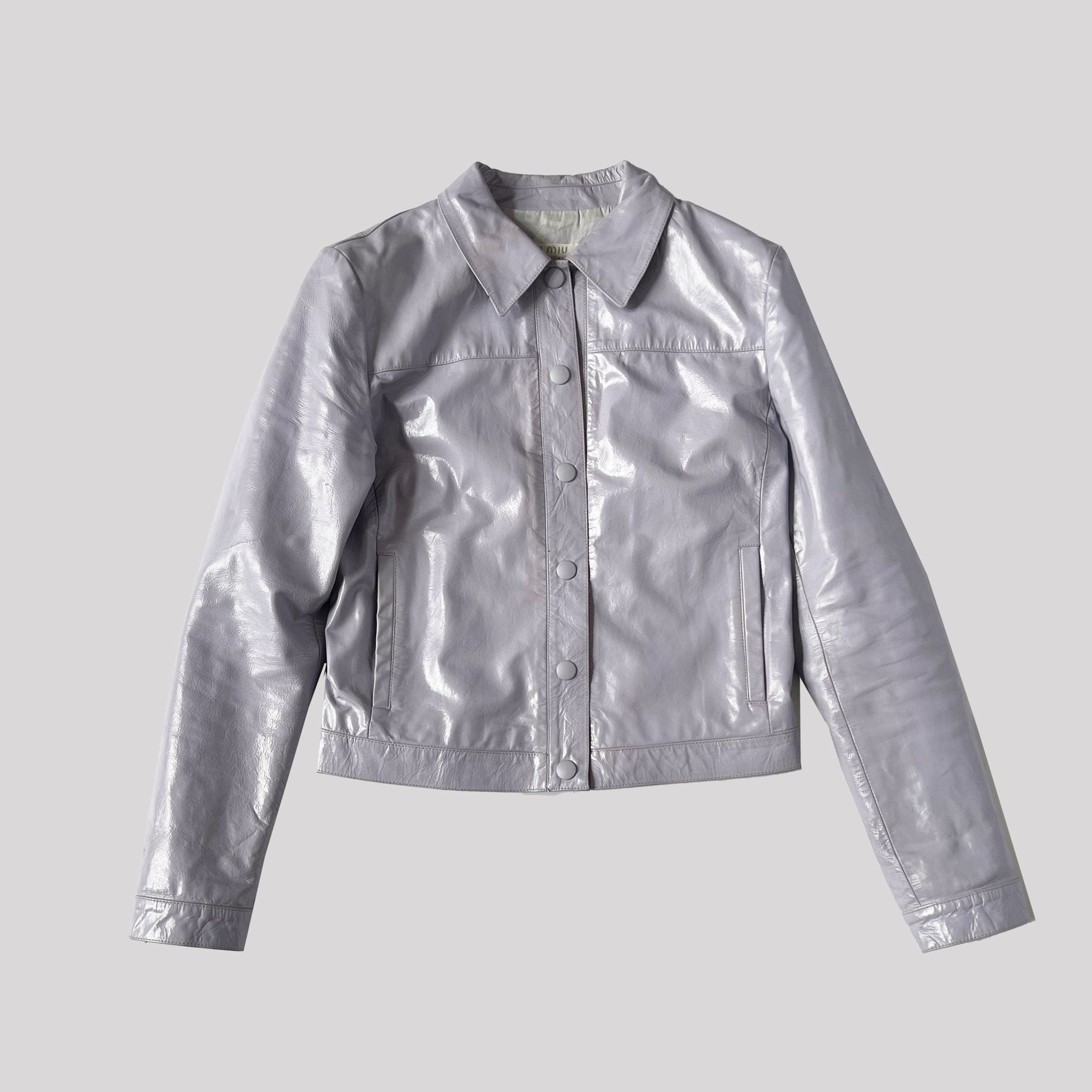 y2k archive MIU MIU linen Leather jacket Vintage Miu Miu