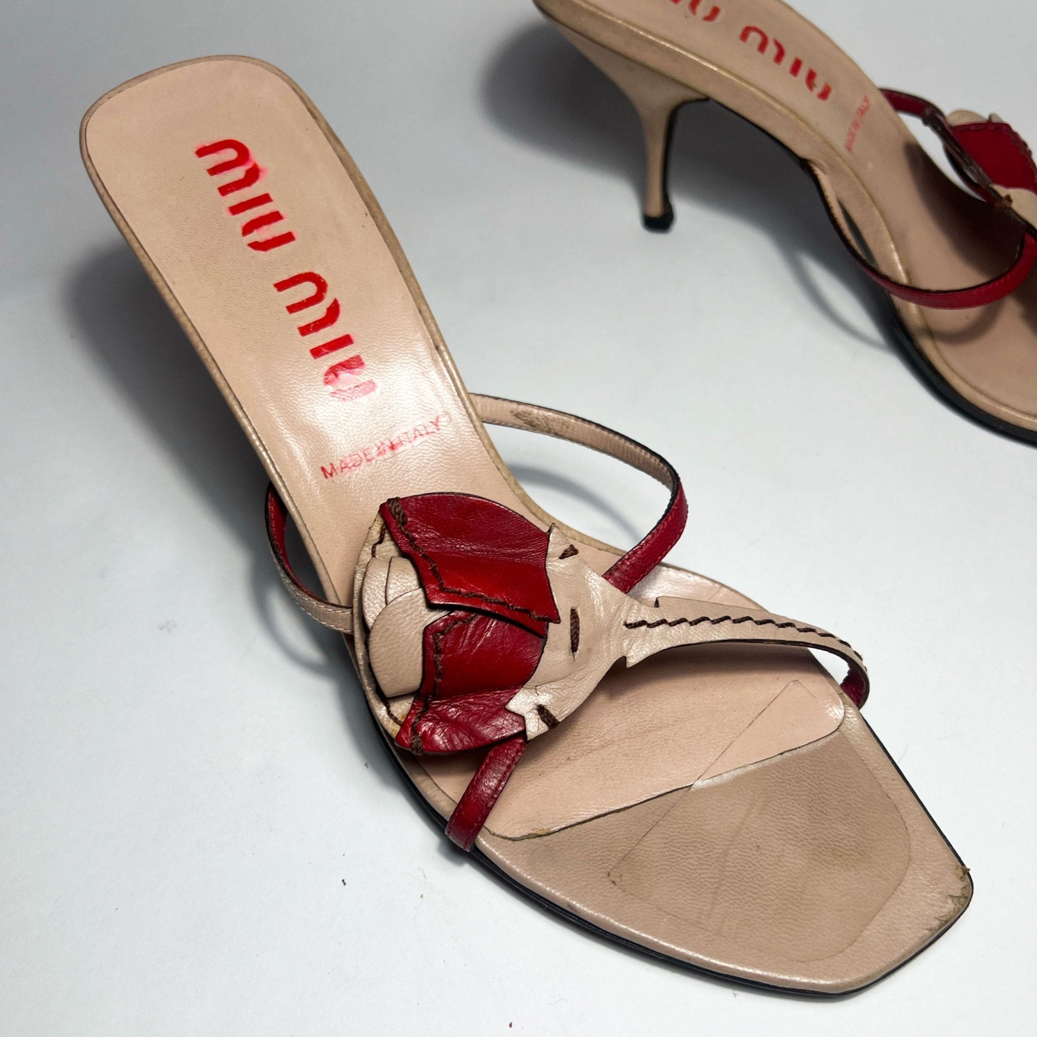 90's Miu Miu Slip On Heels with Flower Detail - UK 6 | Confessions