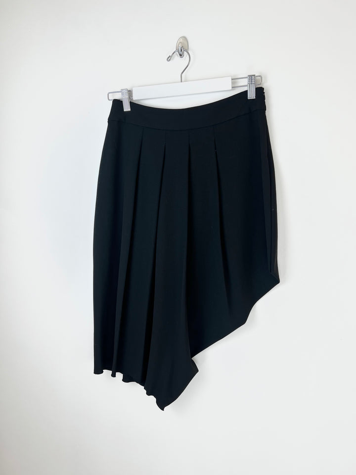 00's Sportmax Asymmetric Pleated Skirt in Black - S
