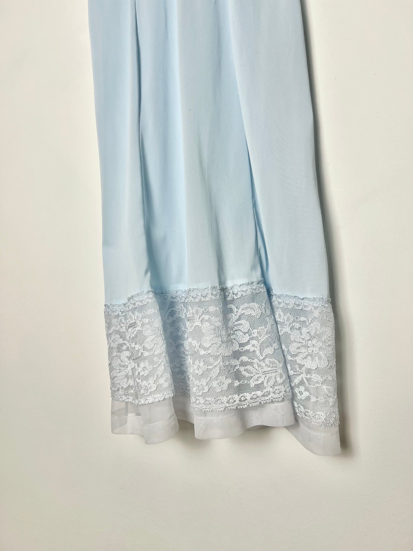 50's Slip Dress with Coordinated Sheer Lace Trim in Baby Blue - S/M