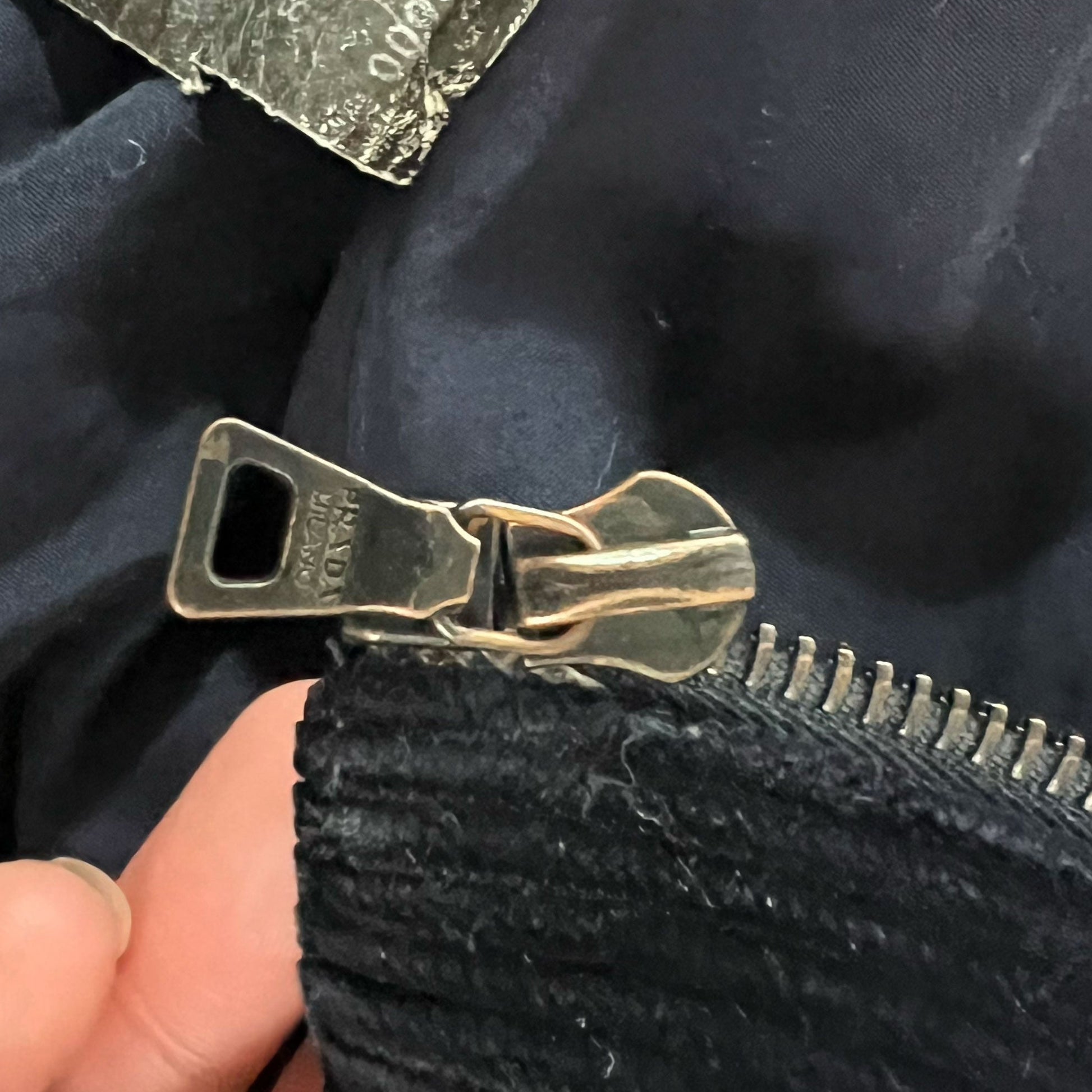 AW 2000 Prada Sample Bomber Jacket in Navy Cordrouy - XS 