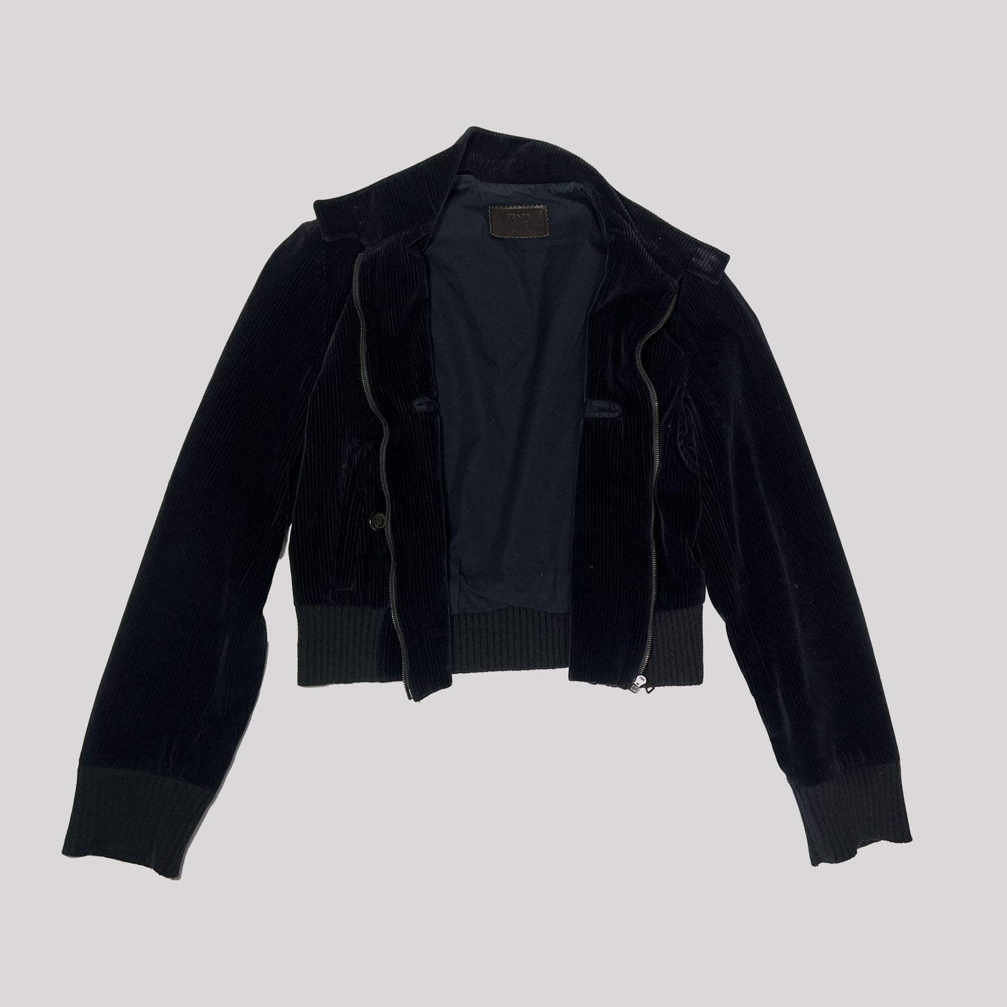 AW 2000 Prada Sample Bomber Jacket in Navy Cordrouy - XS 
