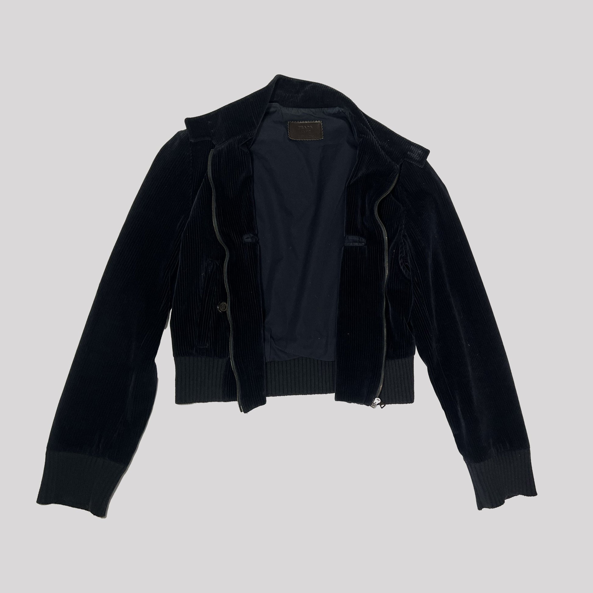 AW 2000 Prada Sample Bomber Jacket in Navy Cordrouy - XS 