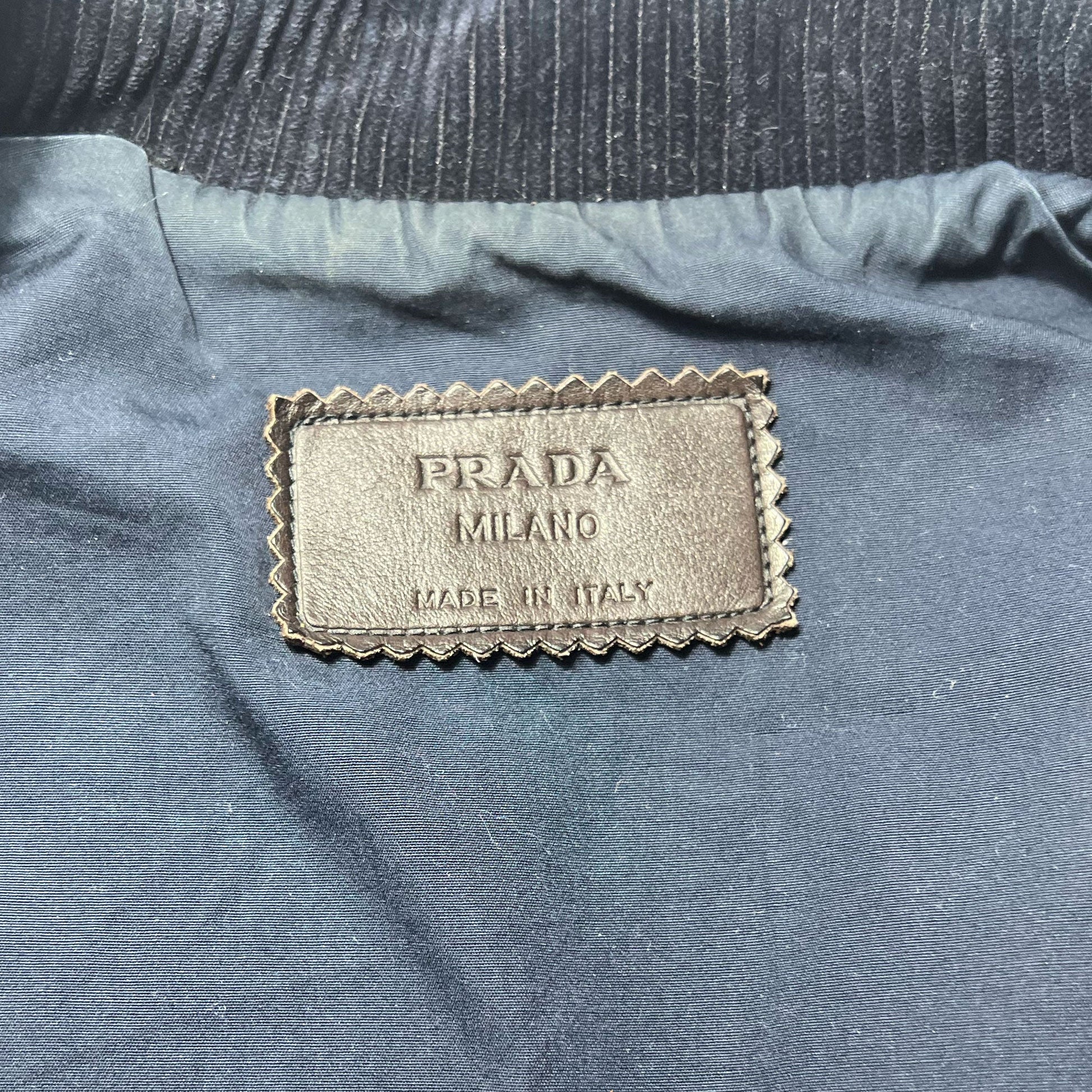 AW 2000 Prada Sample Bomber Jacket in Navy Cordrouy - XS 