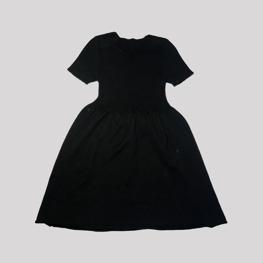 AW 2007 Miu Miu Knitted Babydoll Dress in Black Wool - S 