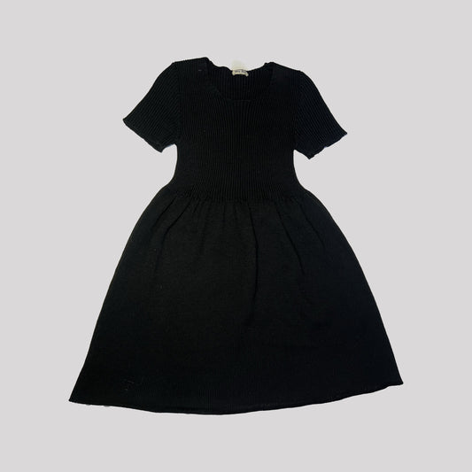 AW 2007 Miu Miu Knitted Babydoll Dress in Black Wool - S 