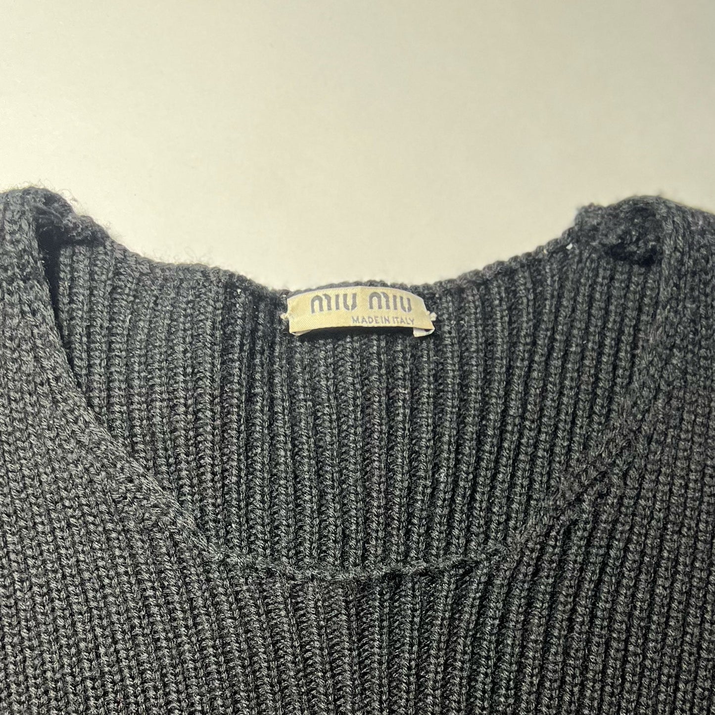 AW 2007 Miu Miu Knitted Babydoll Dress in Black Wool - S 
