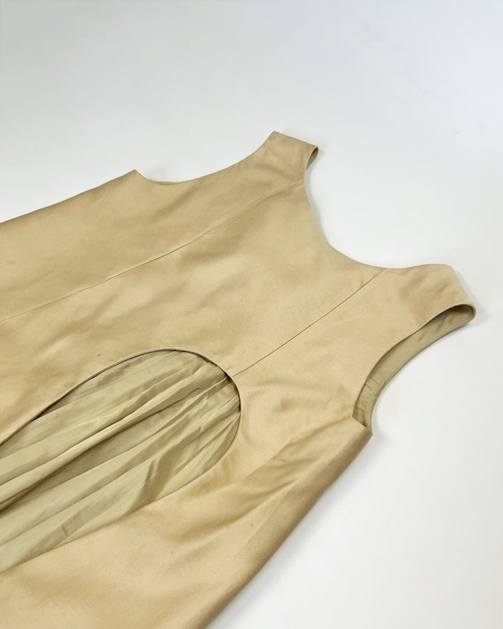 AW 2009 Miu Miu Pleated Dress with Cut Out Detail - M