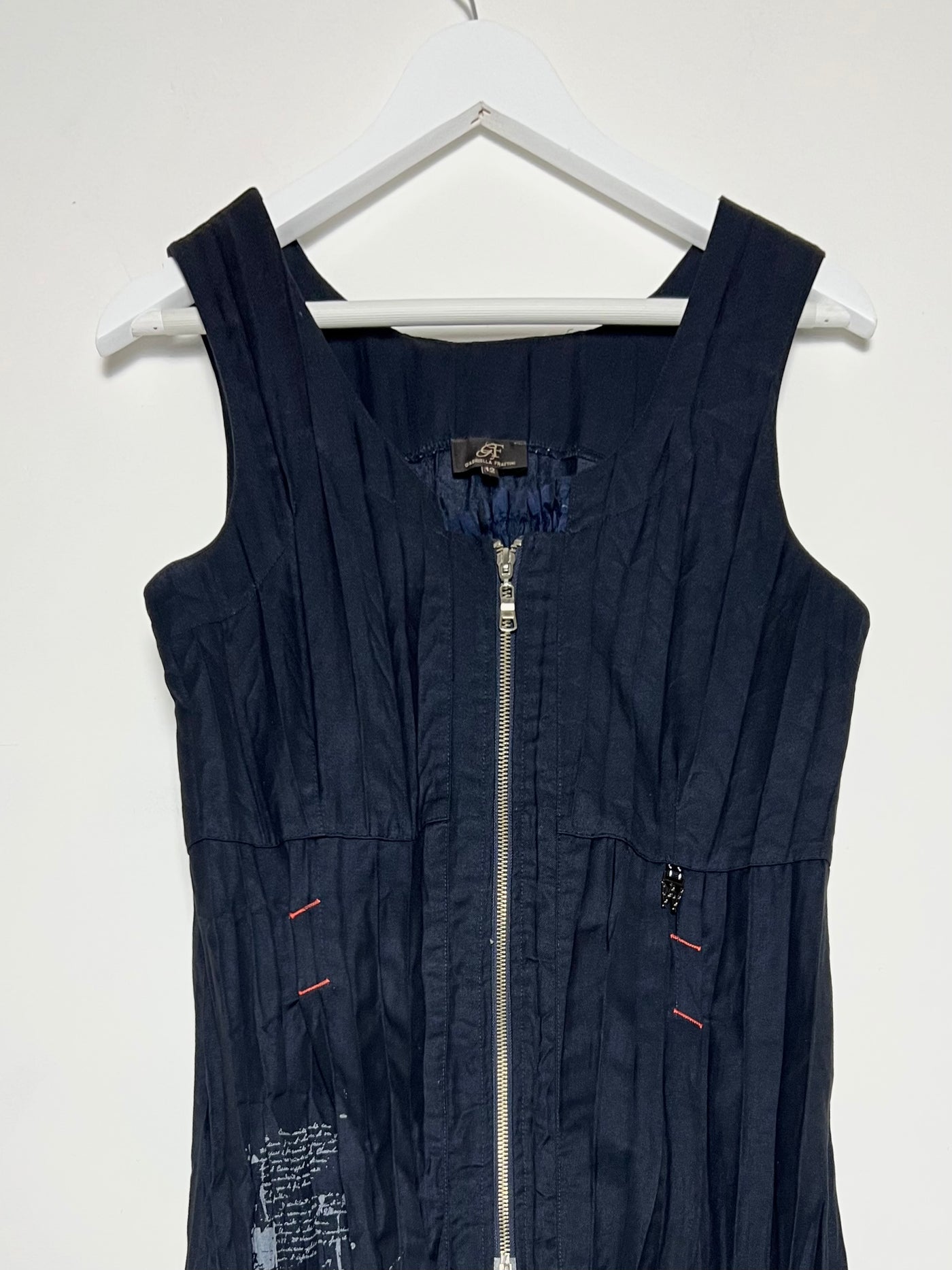 00's Gabriella Fratella Pleated Midi Tank Dress with Bubble Hem - L