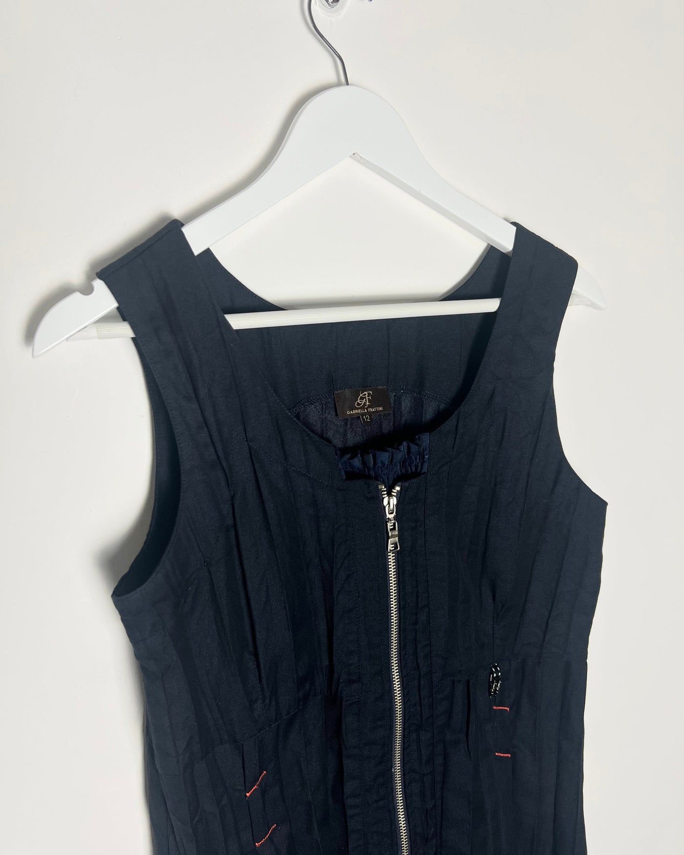 00's Gabriella Fratella Pleated Midi Tank Dress with Bubble Hem - L