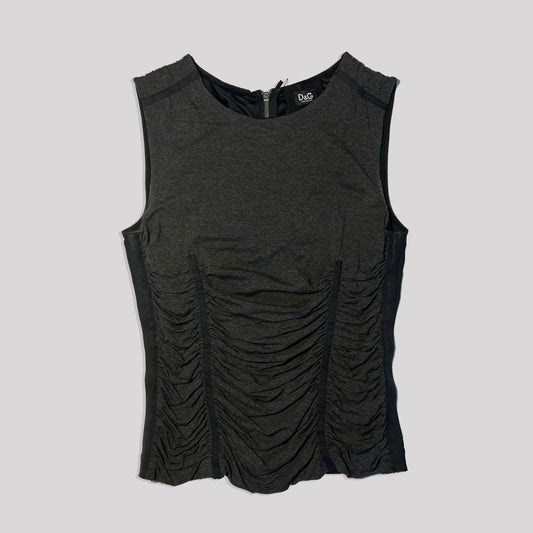 00's Dolce & Gabanna Drape Tank Top in Grey - M