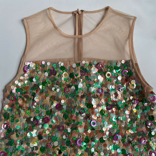 Blugirl Bluemarine Sequin Shift Dress with Mesh Neckline - M 