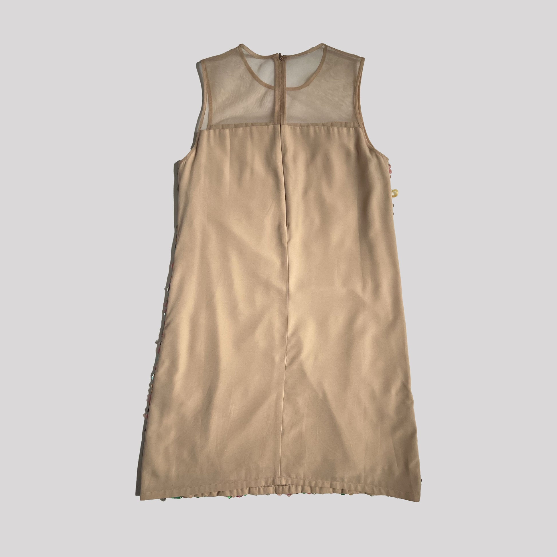 Blugirl Bluemarine Sequin Shift Dress with Mesh Neckline - M 