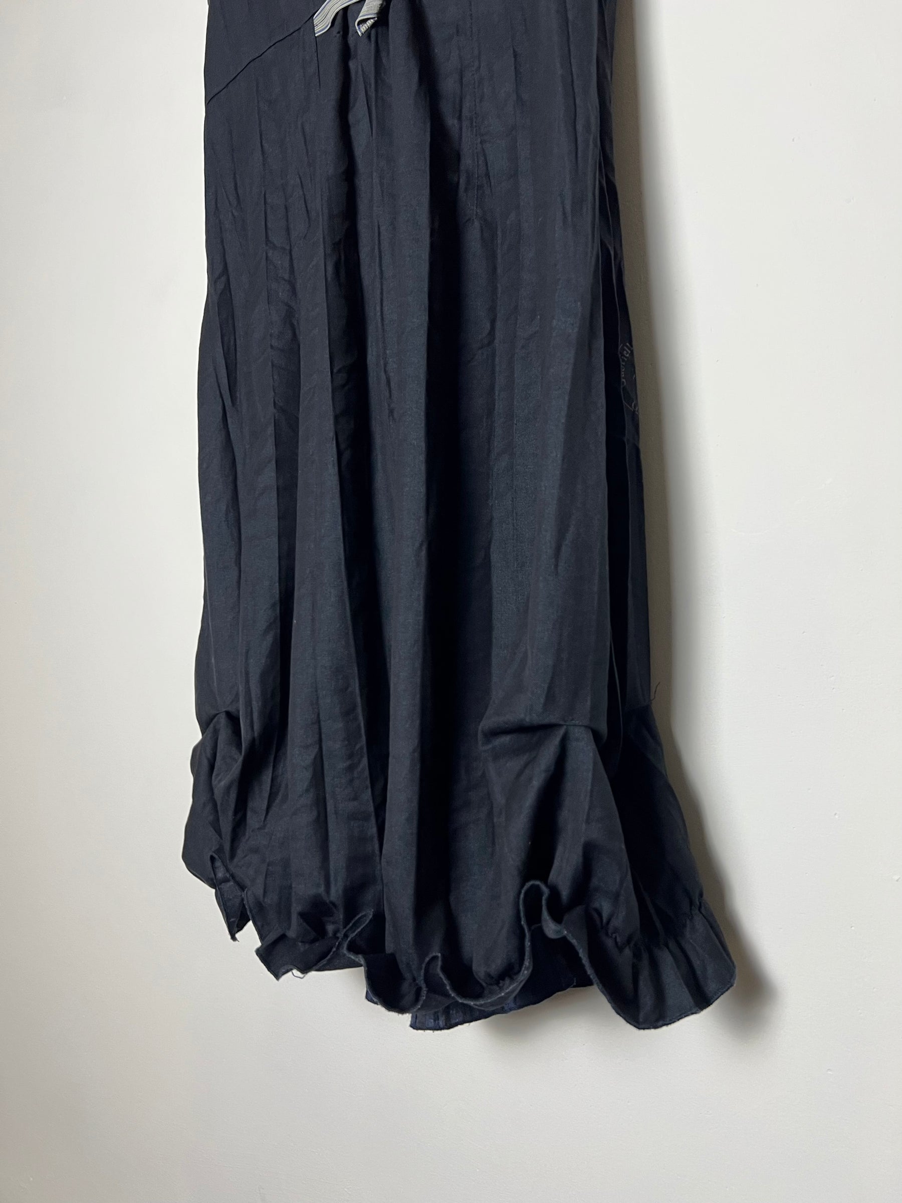 00's Gabriella Fratella Pleated Midi Tank Dress with Bubble Hem - L