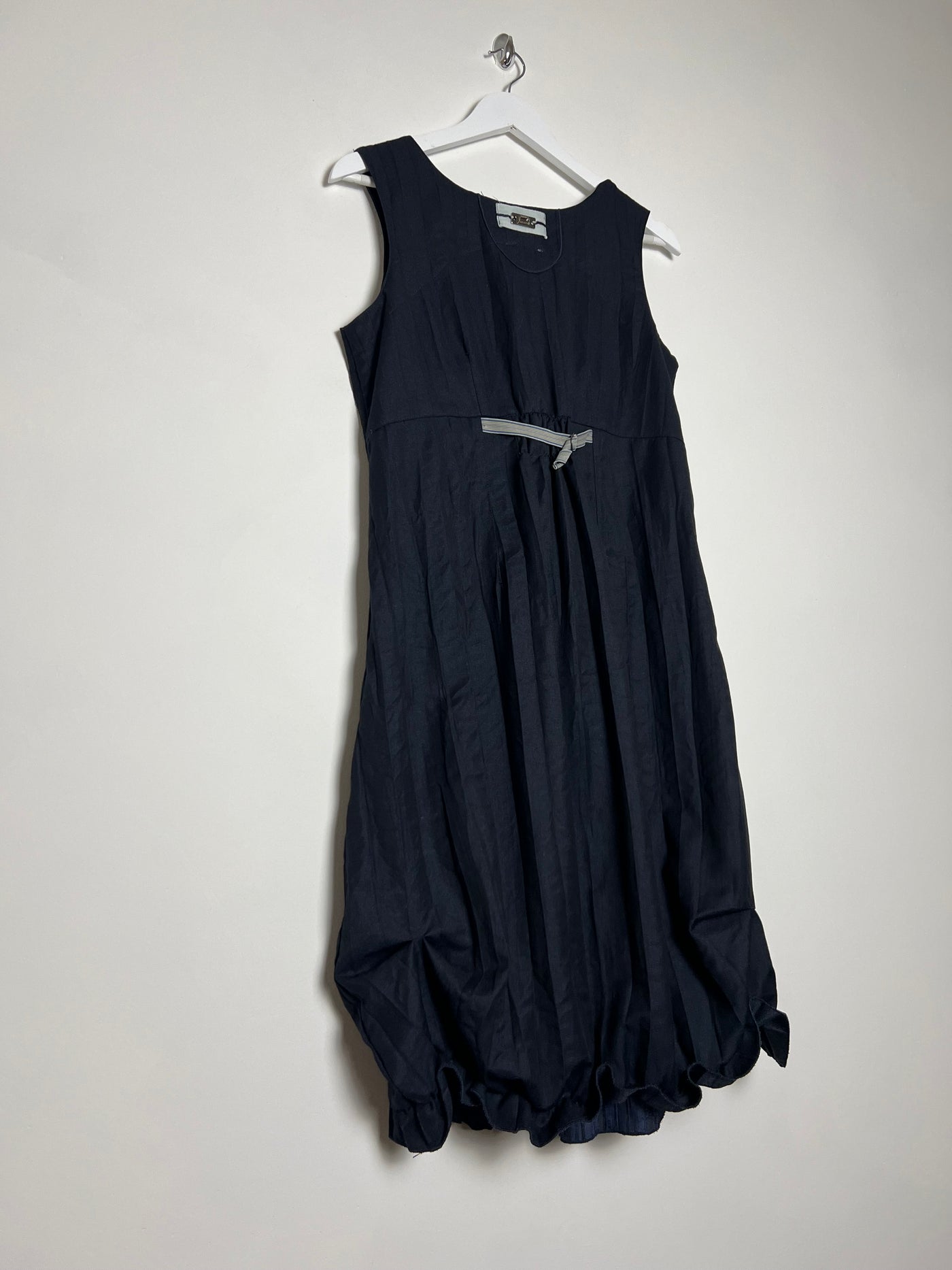 00's Gabriella Fratella Pleated Midi Tank Dress with Bubble Hem - L