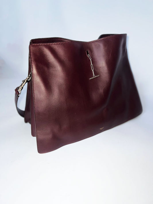 Celine Fall 2012 Leather Shoulder Bag in Burgundy by Pheobe Philo 