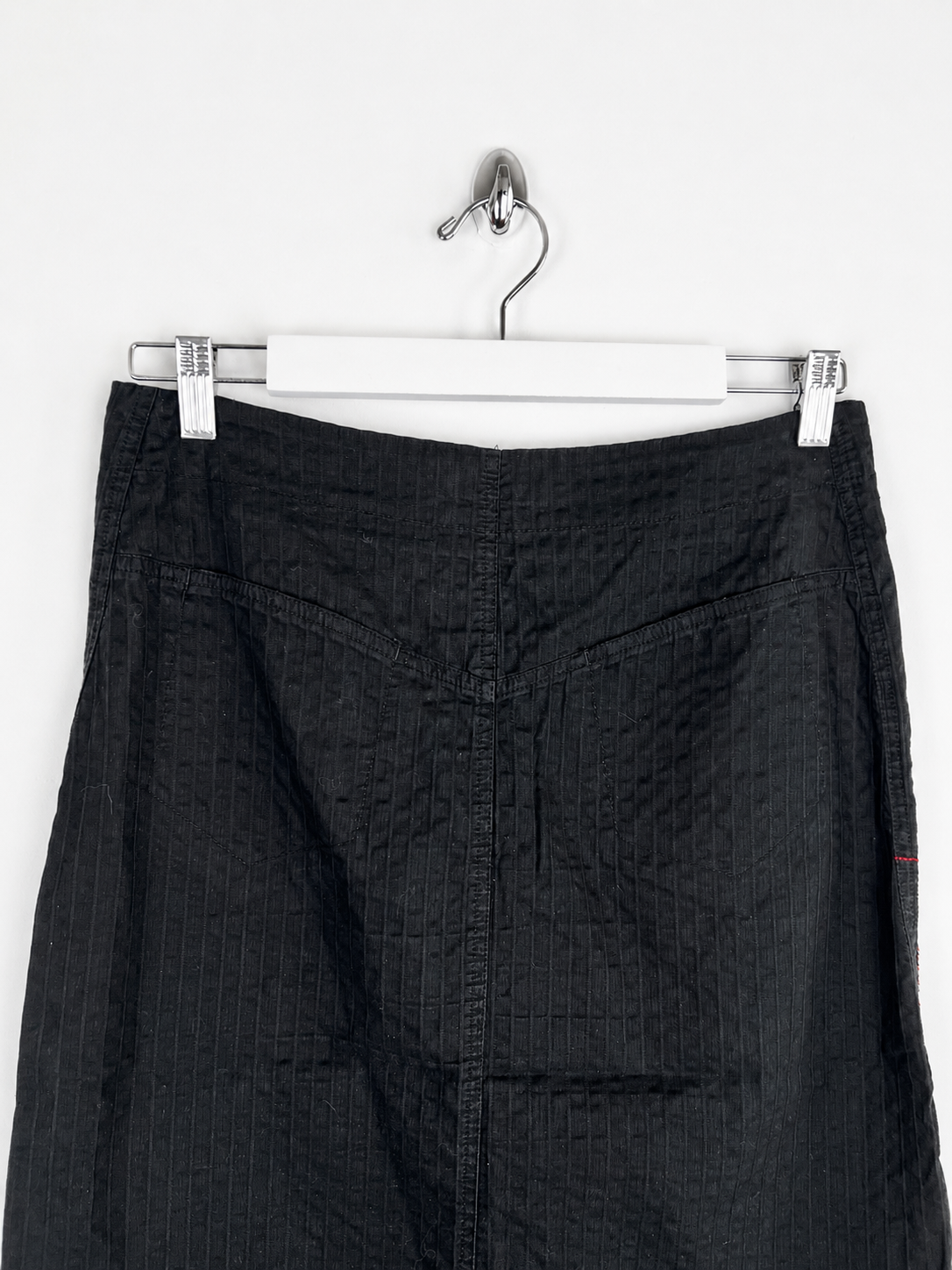 00's Cop Copine Pencil Skirt with Red Embroidered Detailing in Black - W31